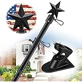 Flag Pole Holder for Outside House - 5ft Tangle Free Porch Flag Pole Kit with Mount Bracket,Heavy Duty American Flag Poles for 3x5 Flags Outdoor,Decorative Metal Flagpole for Porch,Garage - Black