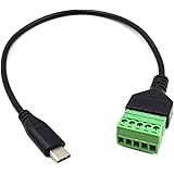 Poyiccot USB C Screw Terminal, USB 3.1 Type-C Screw Terminal Block Connector, USB 3.1 Type-C Male to 5 Pin/Way Female Bolt Sc