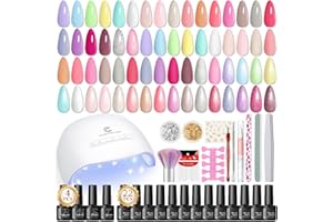Peacecolor Gel Polish Kit with U V Light, 22 Colors Milky White Pink Blue Rose Red Glitter All Seasons Gel Nail Kit with Top Base Coat Nails Art Home Manicure DIY
