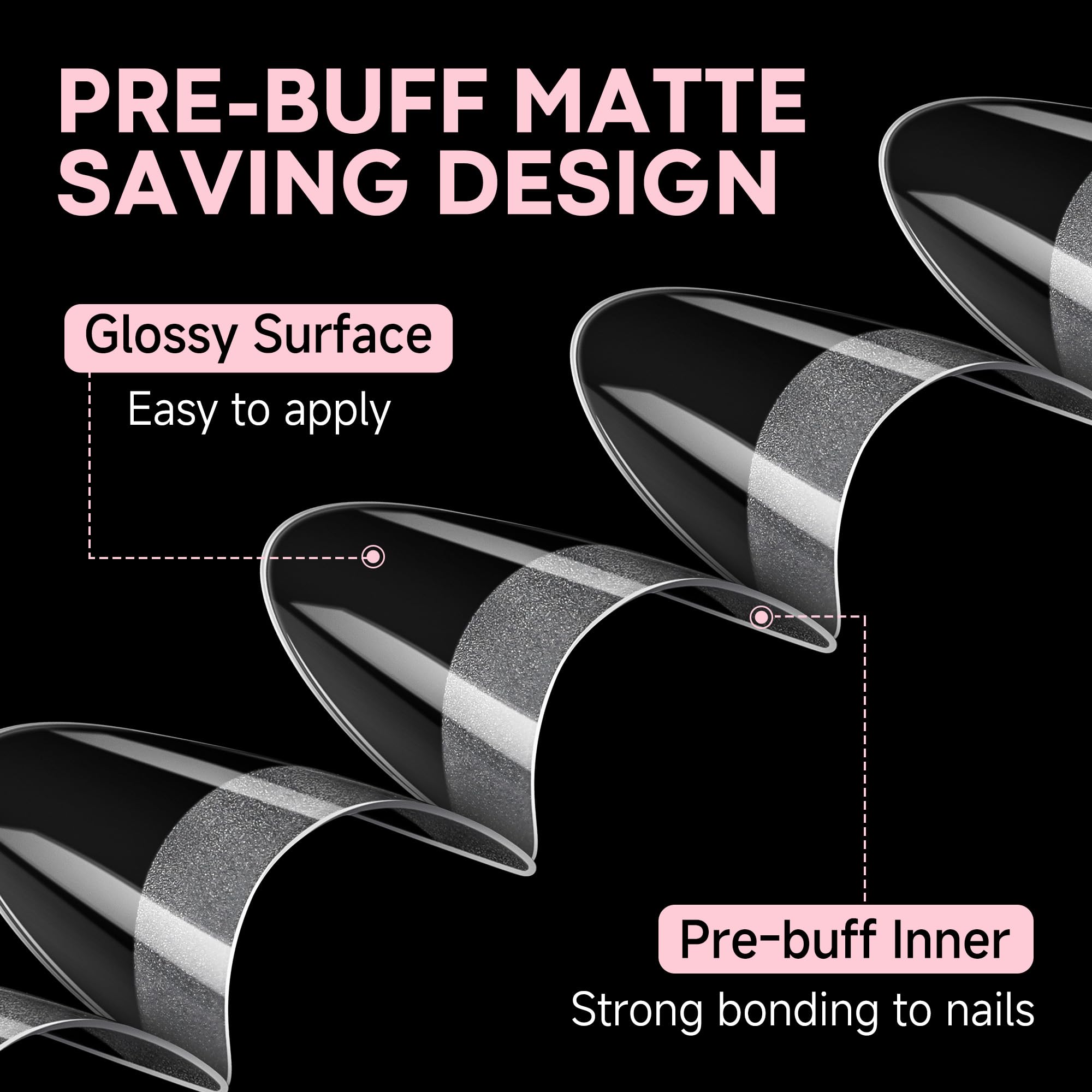 UNA GELLA Almond Nail Tips, 312PCS Half Cover Almond Shape Nail Tips Soft Gel Tips 12 Sizes Pre-shape Acrylic Clear False Nails with Handles for Press on Nails Extension DIY Home Salon - Image 5