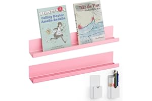 DTUQYX Metal Magnetic Book Shelf: Book Display Shelf 2-Pack Strong Adsorption with 2 Pen Containers, Durable Magnetic Shelves for Classroom, Movable Office File Book Holder, Refrigerator Shelf (Pink)