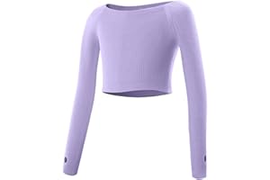 SEAUR Kids Girls Ballet Wrap Top Long Sleeve Dance Gymnastic Knit Cardigan Sweater Warm-up Activewear Dancewear
