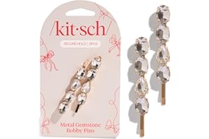 Kitsch Metal Gemstone Bobby Pins 2pc Set - White