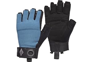 BLACK DIAMOND Crag Half-Finger Gloves | Breathable Stretch Mesh | Synthetic Leather Palm | Lightweight Protection for Belaying & Via Ferrata
