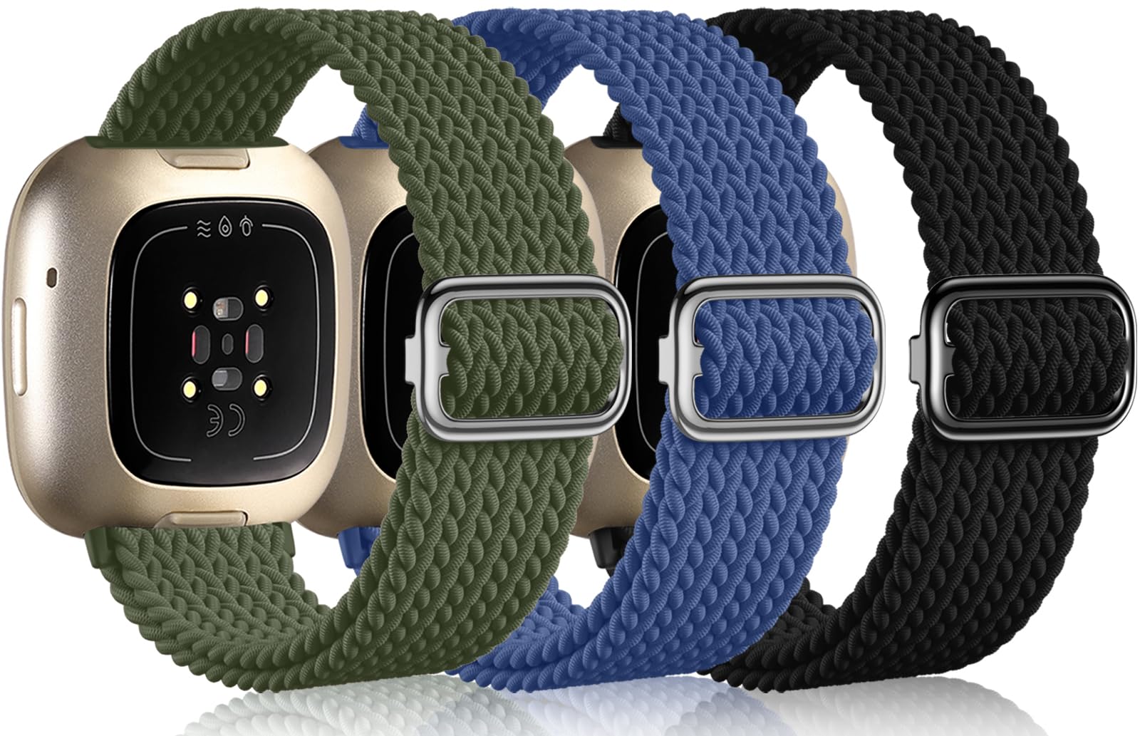Epova Straps Compatible with Fitbit Versa 3 /Versa 4 /Sense, Soft Elastic Braided Nylon Sport Strap for Women & Men