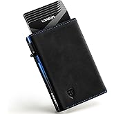 LORZOR Minimalist Wallet for Men with Credit Card Holder, Finest Full Grain Leather, Pop up Smart Wallet, Trifold Slim Wallet, RFID Blocking, Front Pocket, ID Window