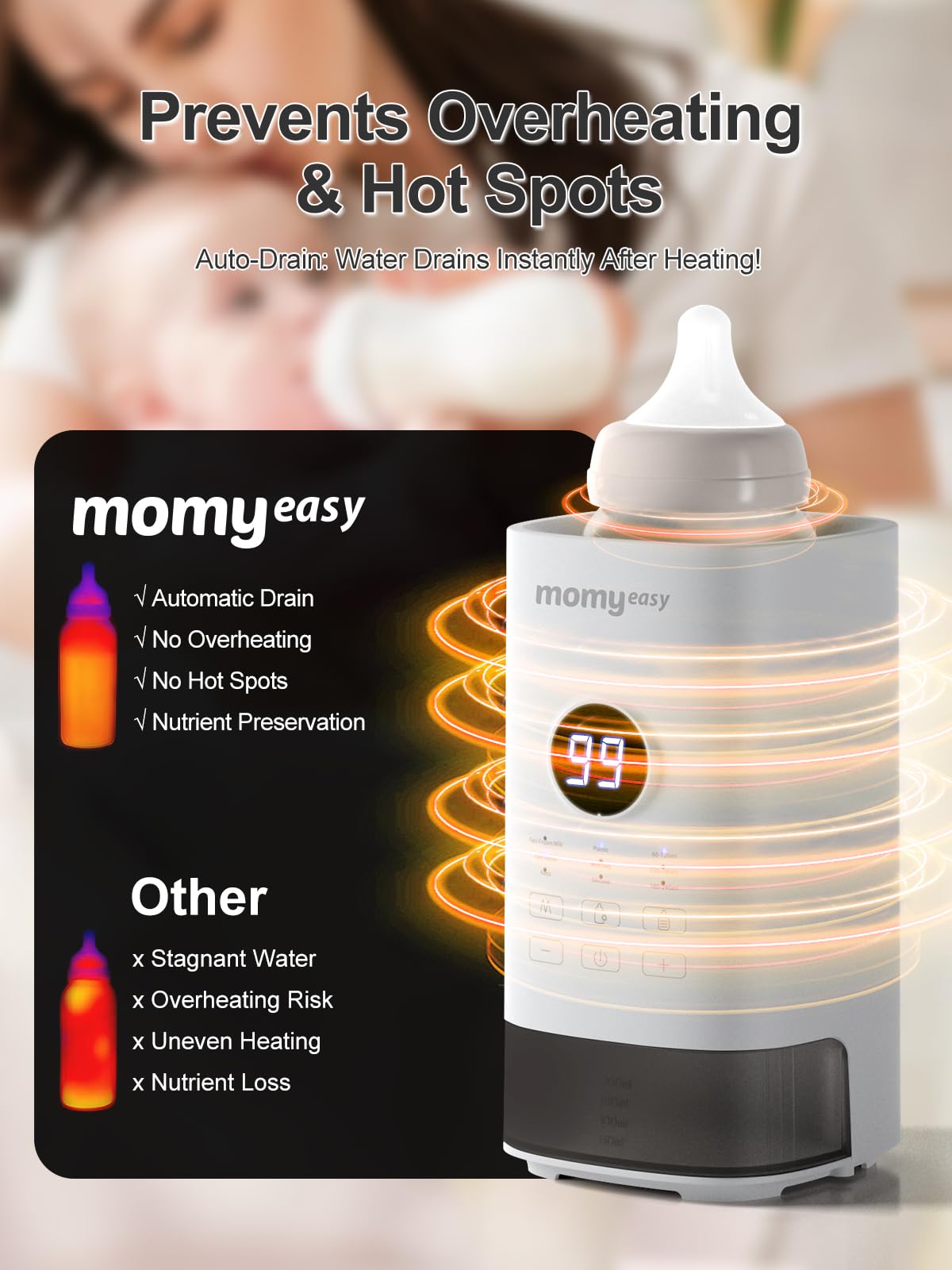 MOMYEASY Bottle Warmer, Fast Baby Bottle Warmer for All Bottles, Milk Warmer with Accurate Display Timer, Temperature Control and Auto Shutoff, Bottle Warmers for Breastmilk & Formula
