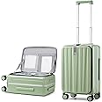Hanke 20 Inch Carry-On Luggage with Wheels PC Hard Shell Suitcases Top Opening Aluminum Frame Travel Luggage Suitcases for Woman Men.(Bamboo Green)