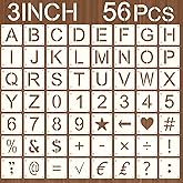 Augshy 56 Pack Letter Stencils, Large 3 Inch Symbol Number and Alphabet Stencils Template for Painting Art Craft Dot Wood Wal