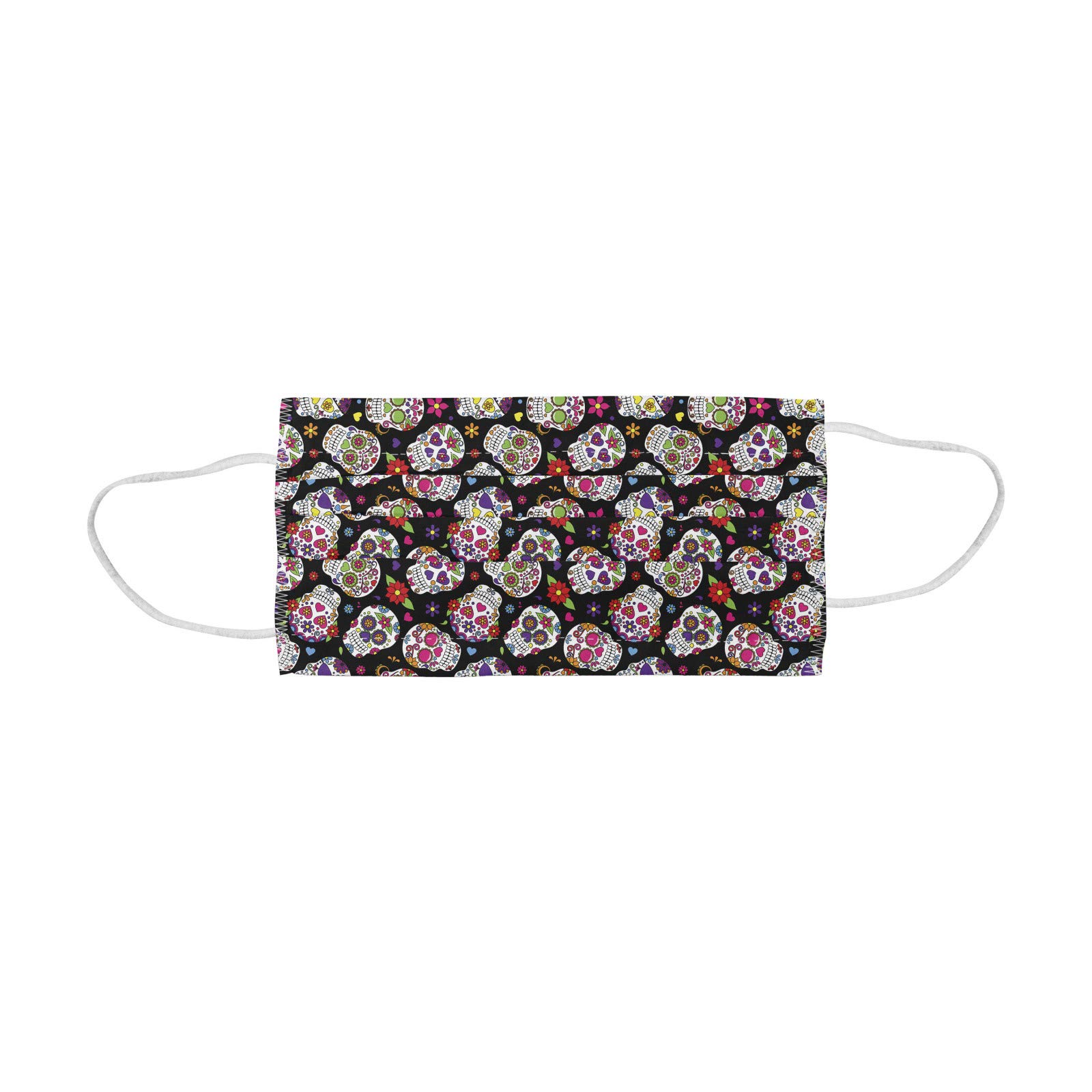 ABAKUHAUS Colorful Multicolor Face Masks, Sugar Skulls Flowers, Set of 5, Multicolor