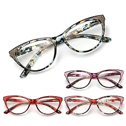eyeezi Cat Eye Reading Glasses for Women-4PC Blue