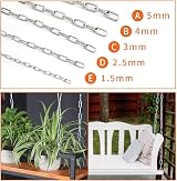 SWTYExt 304 Stainless Steel Heavy Duty Chain 3mm x 1.5m with Carabiner for Gate view 4
