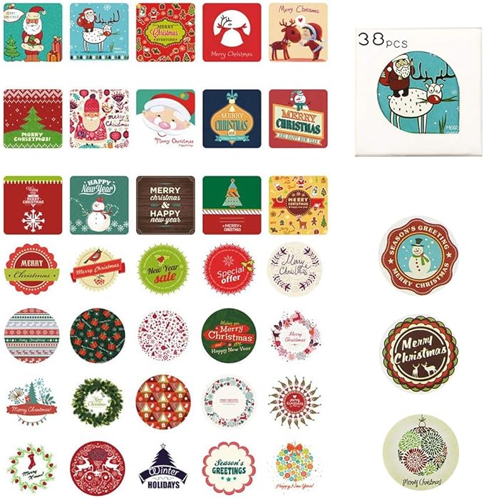 Amazon.com: Christmas Stickers, Stationery Sealing Sticker Round Adhesive Labels for Cards ...