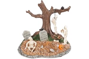 innodept12 Spooky Village Towne Accessories Graveyard, Halloween Burying Skeleton and Hanging up Figurines Collection Table Piece