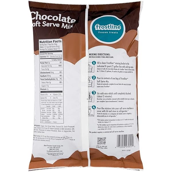 FROSTLINE CHOCOLATE SOFT SERVE ICE CREAM MIX, LACTOSE & GLUTEN FREE – JUST ADD WATER, DAIRY, OR DAIRY FREE ALTERNATIVE, USE WITH BLENDER, COUNTERTOP ICE CREAM MAKER, SOFT SERVE MACHINE – 6 LB BAG