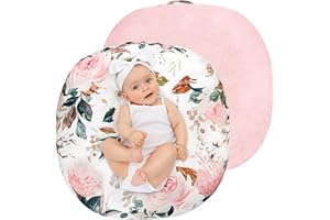 DILIMI Newborn Lounger Cover, Soft Comfortable Baby Lounger Cover, 1 Pack Reversible Removable Slipover for Infant Lounger Pillow, Pink Floral (Lounger not Included)