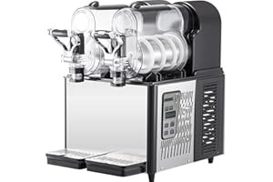 Uargd Commercial Slushy Machine, 3Lx2 Double Tank Frozen Beverage Maker, 24 Cups Stainless Steel Smoothie and Frozen Drink Di