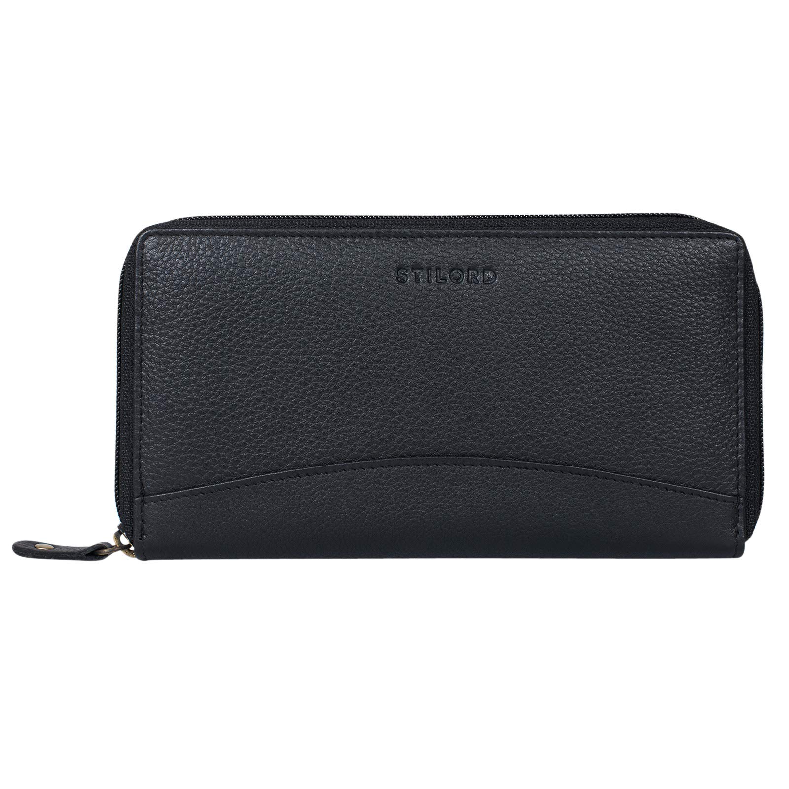 STILORD 'Saskia' Coin Purse Women Leather with RFID Blocker Vintage Purse with Zipper for Notes Money Cash Credit Cards Identity Card Passport Genuine Leather, Colour:Black