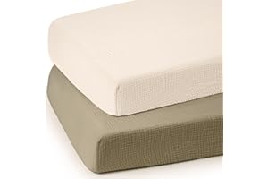 lulumoon Baby Muslin Crib Sheets - Toddler Cotton Fitted Crib Sheets Neutral for Boys and Girls 2Pack
