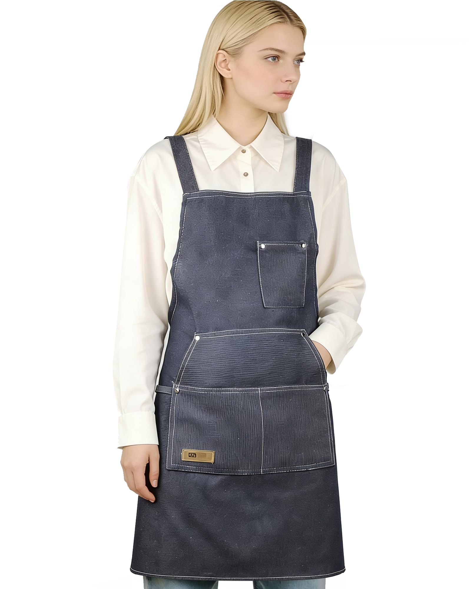 Small snail Blue Denim Apron Unisex Painting Apron for Men Women Adjustable Bib with Pockets for Cleaning Garden Barbecue Cafe Waiter Bartender