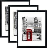 Scholar Tree 14x11 Inch Picture Frame Set of 3 Black Plastic Mounting