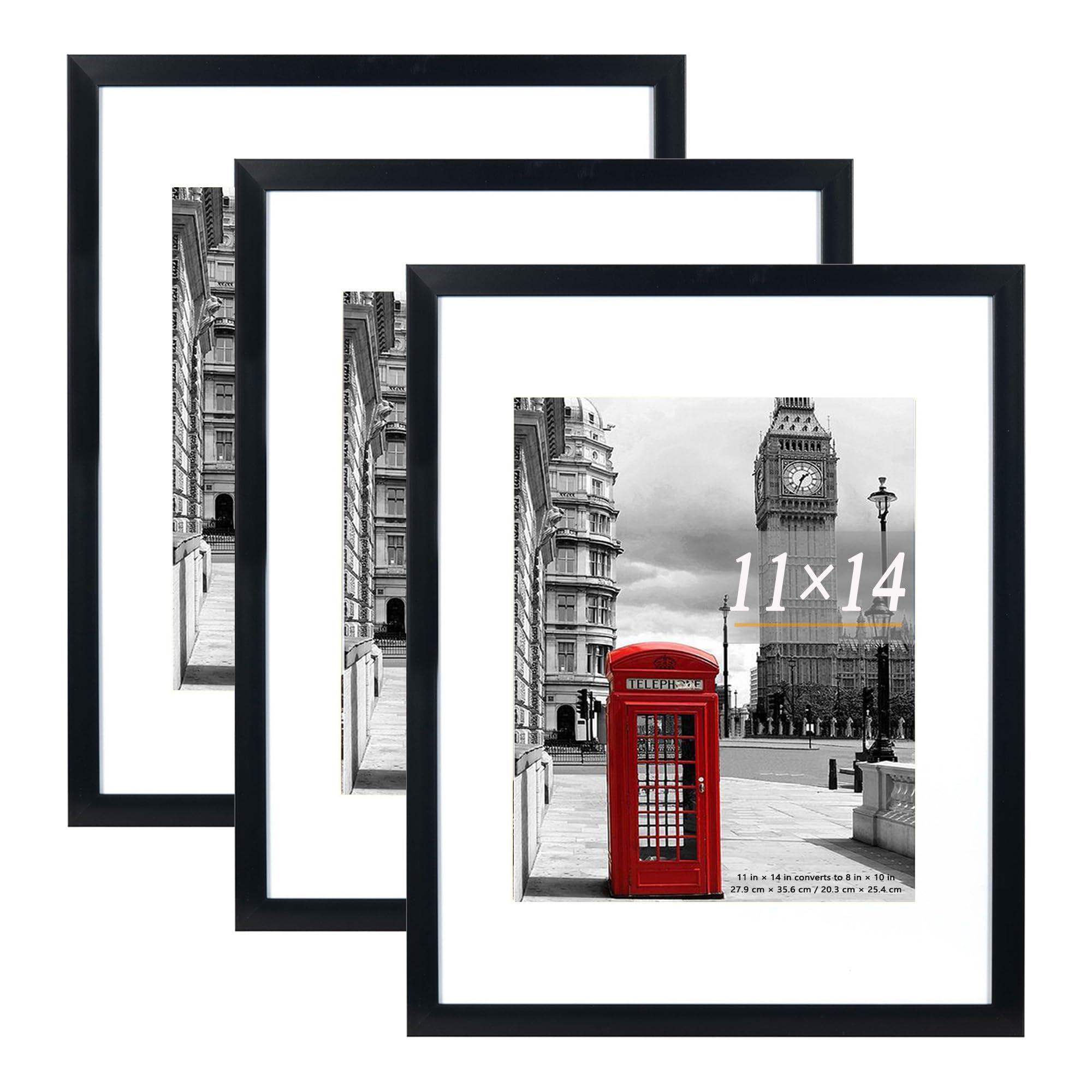 Scholar Tree Black Picture Frames 14x11 Inch 3 Pack, Picture Frame for Tabletop and Wall Mounting, Mount for Picture 8x10 — image 1