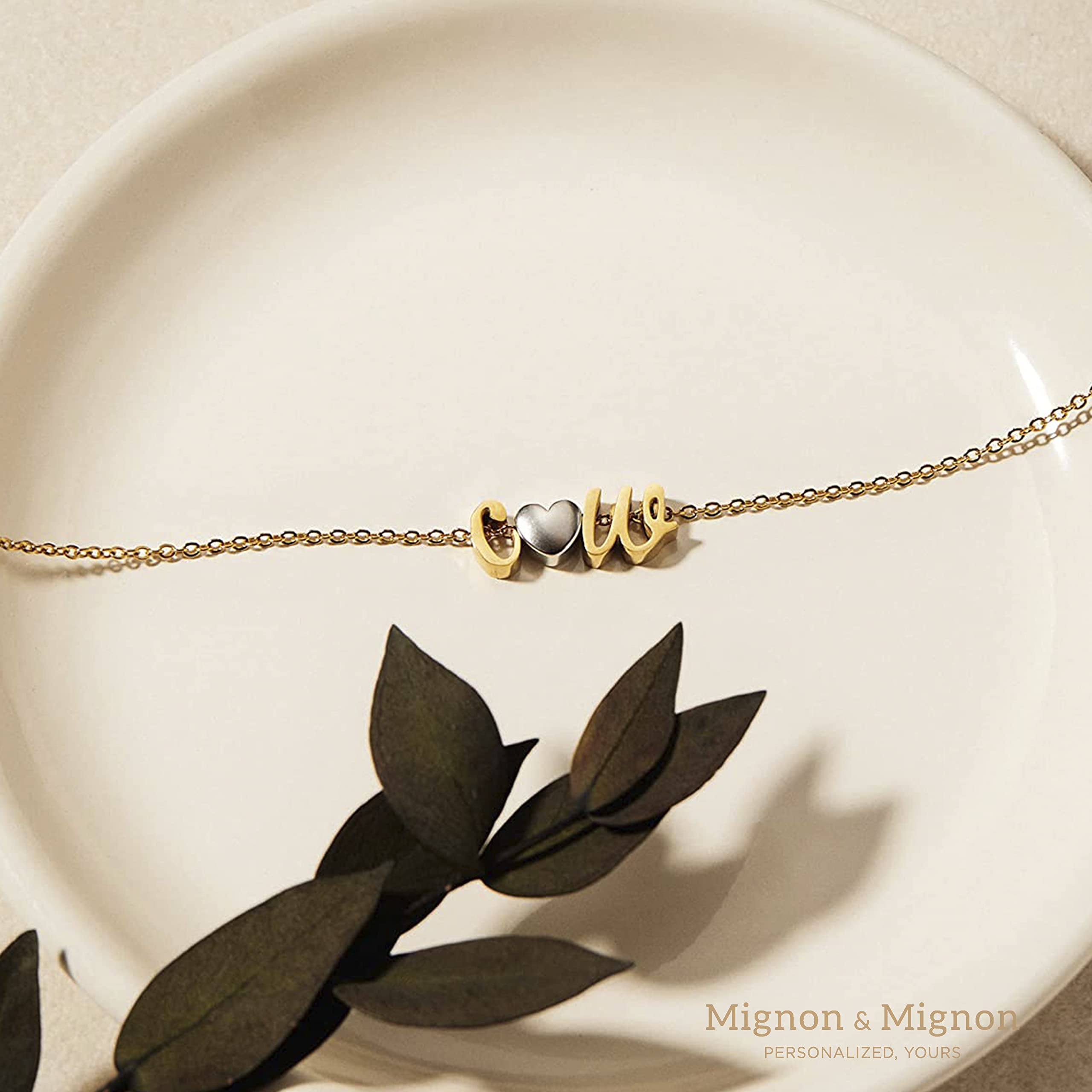 Custom Cursive Initials Necklace, Heart Love Necklace for Women, Personalized Jewelry in Gold, Silver, Rose Gold, Christmas and Holiday Gift – DCIN