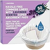 Lunderg Commode Liners with Lavender Scented Absorbent Pads - Value Pack 50 Count Universal Fit - Disposable Bedside Commode 
