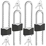4 Pcs Long Shackle Padlock with Key 2 Inch Solid