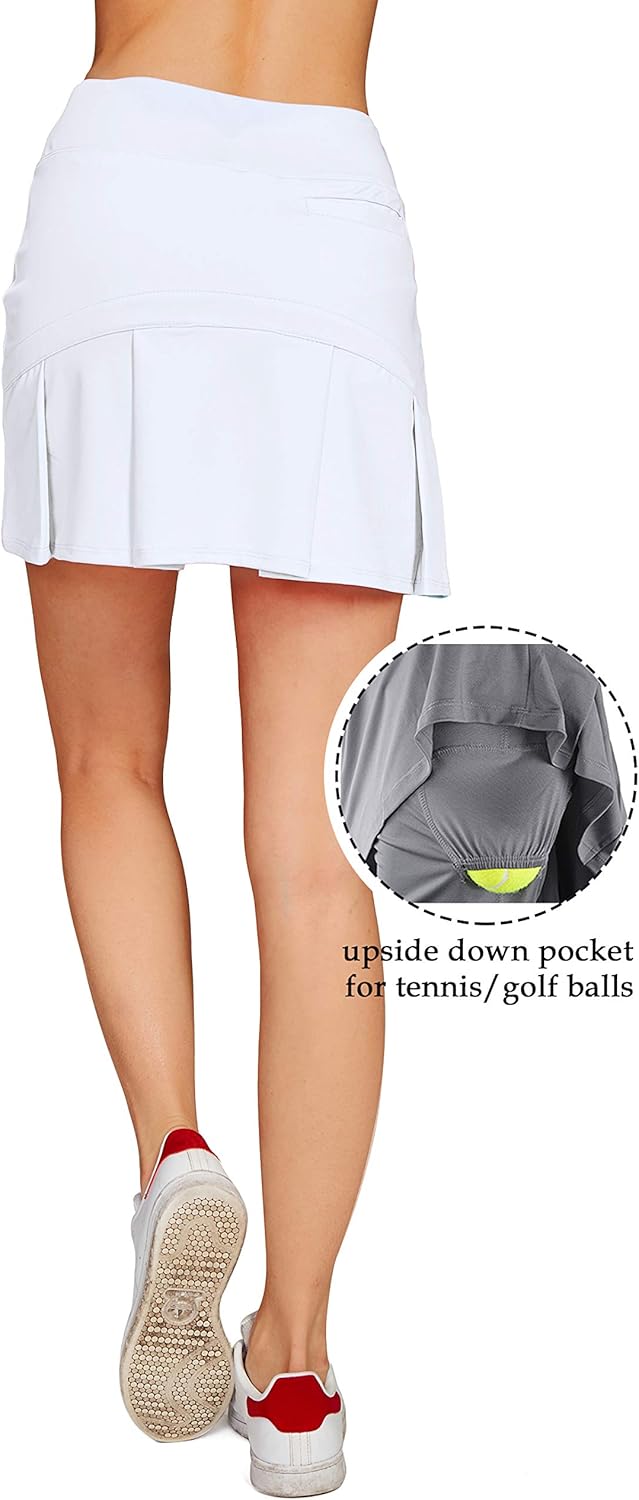 Cityoung Women's Athletic Pleated Golf Skirt with Shorts Pockets Running Tennis Workout Skorts: Clothing