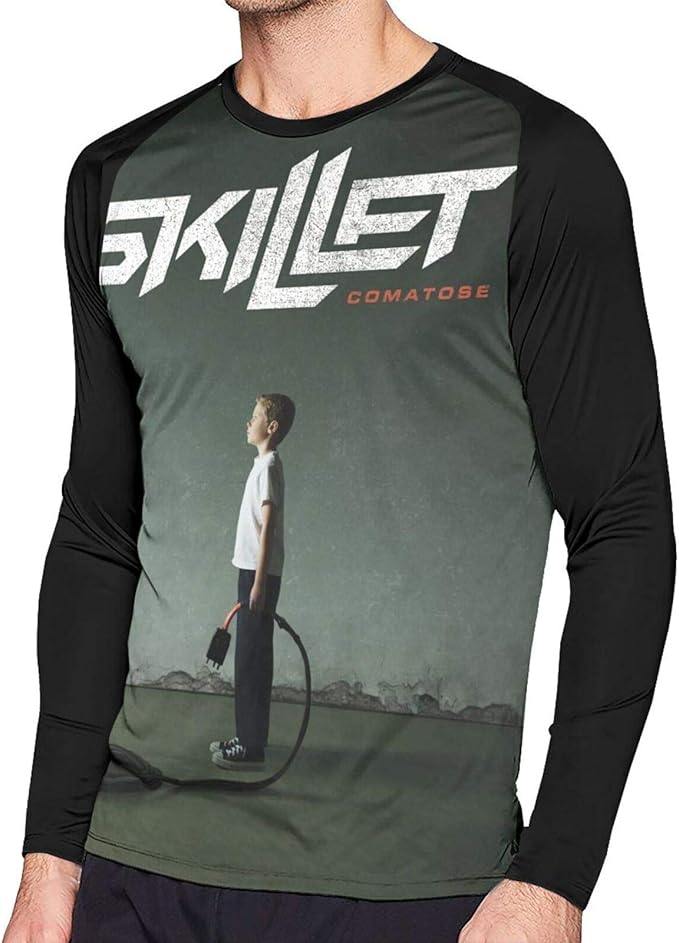 Caswyy Skillet Comatose Men's Long Sleeve Round Neck