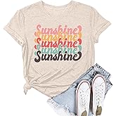 Women Sunshine Coffee Graphic T Shirts Funny Letter Print Shirt Tropical Summer Beach Short Sleeve Casual Loose Fit Tee Top
