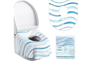Toilet Seat Covers Disposable for Kids and Adults, YIHATA 20 Pack Extra Large Waterproof Toddler Potty Training Toilet Cover Individually Wrapped Potty Liners for Public Restroom, Travel(Waves)