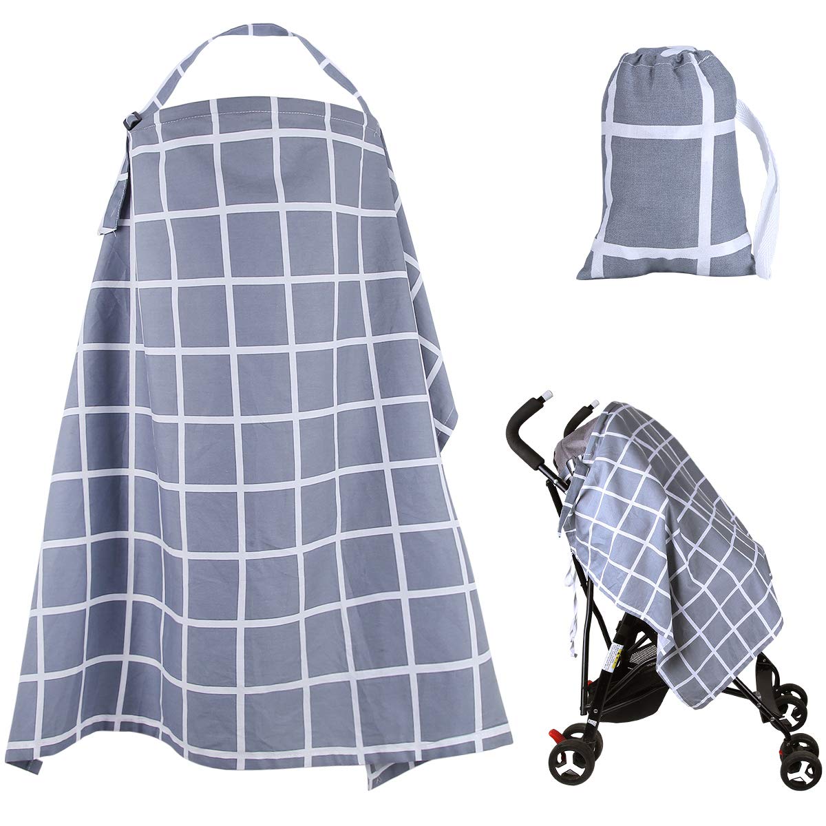 Nursing Cover Baby Breastfeeding Apron Wide Privacy Feeding Hider breastfeeding cover Large Nursing Cover Nursing Mother Cover, Cloth for Breastfeeding Grey