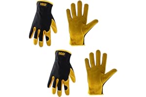 HLDD HANDLANDY 2 Pairs Leather Gardening Gloves for Men, Utility Work Gloves for Gardening, Yardwork, Construction, Mechanics, Great Garden Gifts for Men Women