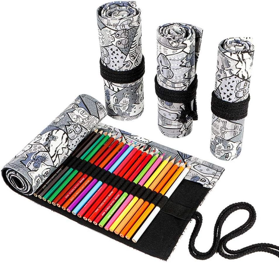 Kawaii Cat Roll Pencil Case Large 12/24/36/48/72 Holes 48 Holes Empty Case