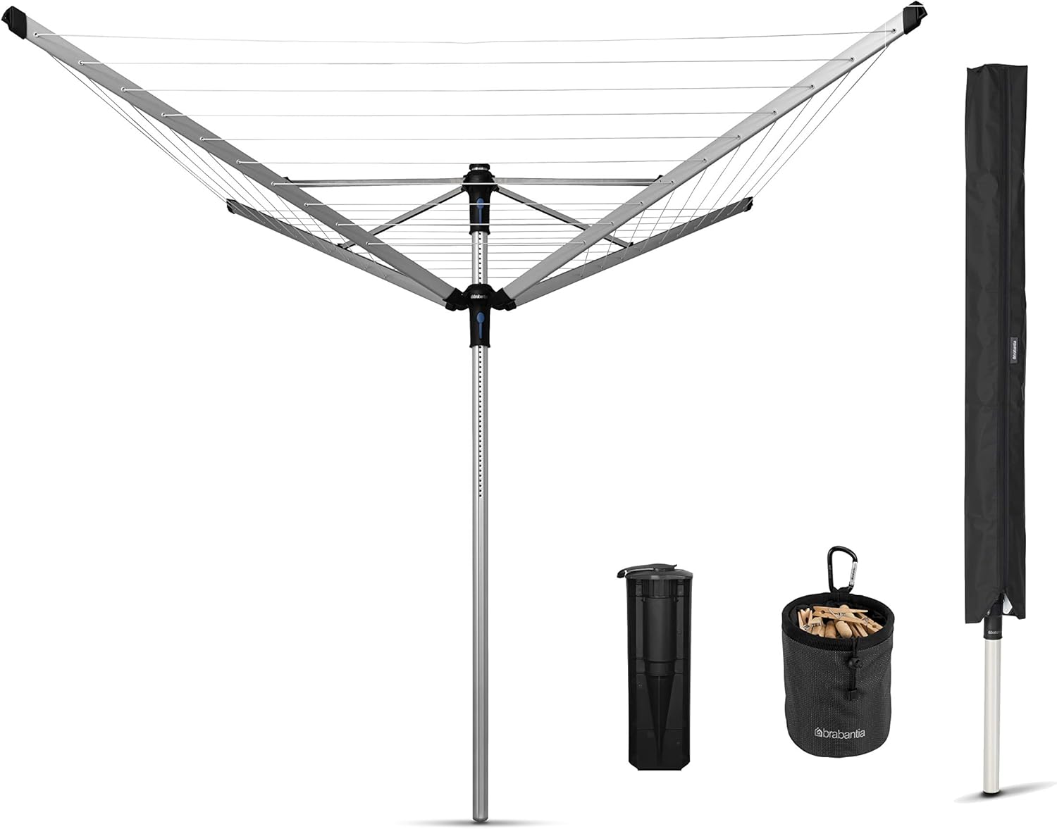 Brabantia 50m Lift-O-Matic Advance Rotary Washing Line (Grey) Multiple Height Adjustments