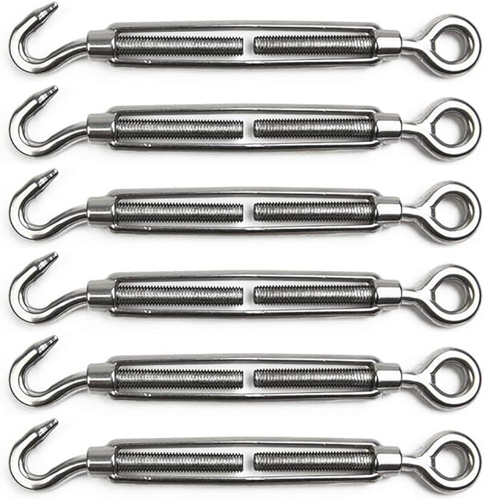 6x Spannschloss Edelstahl M4 - Verstellbarer Drahtseilspanner Für Sonnensegel & Zäune