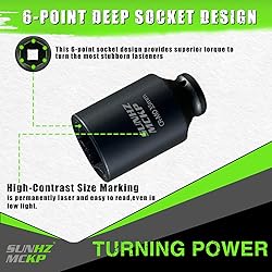 SUNHZMCKP 1/2 Inch Drive Impact Socket, Metric 35