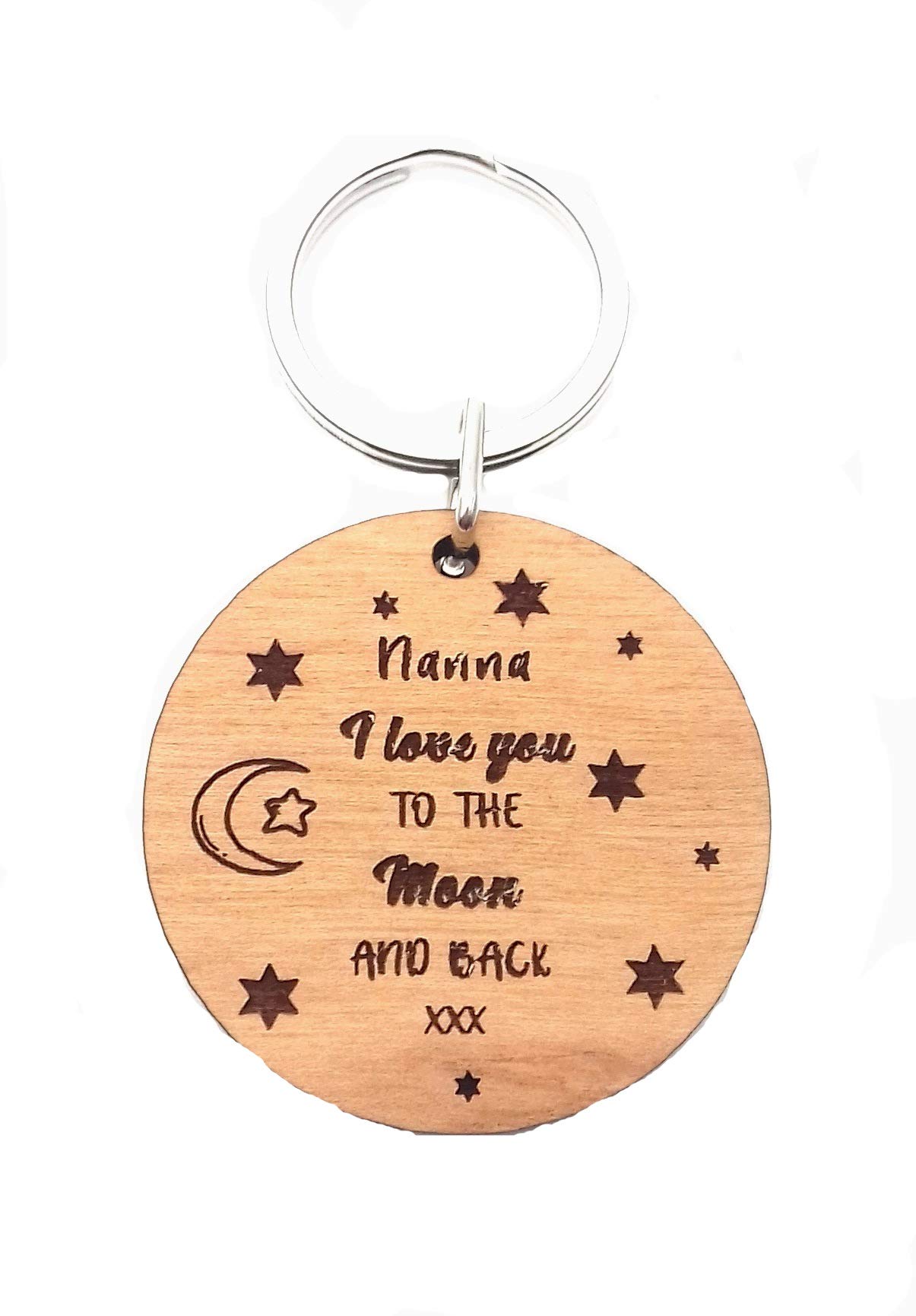 Nanna I Love You to The Moon and Back Wooden Keyring Key Ring Novelty Gifts from Grandson Granddaughter