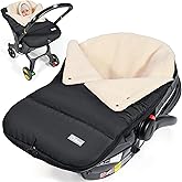 Orzbow Winter Carseat Cover for Baby | Infant Car Seat Cover, Waterproof Car Seat Blanket with Adjustable Collar | Warm and Cozy Fleece Carseat Canopy Blanket for Baby Winter Essentials, Black