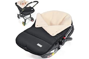 Orzbow Winter Carseat Cover for Baby | Infant Car Seat Blanket | Waterproof Car Seat Cover with Adjustable Collar, Warm and Cozy Fleece Carseat Canopy Blanket for Baby Winter Essentials, Black