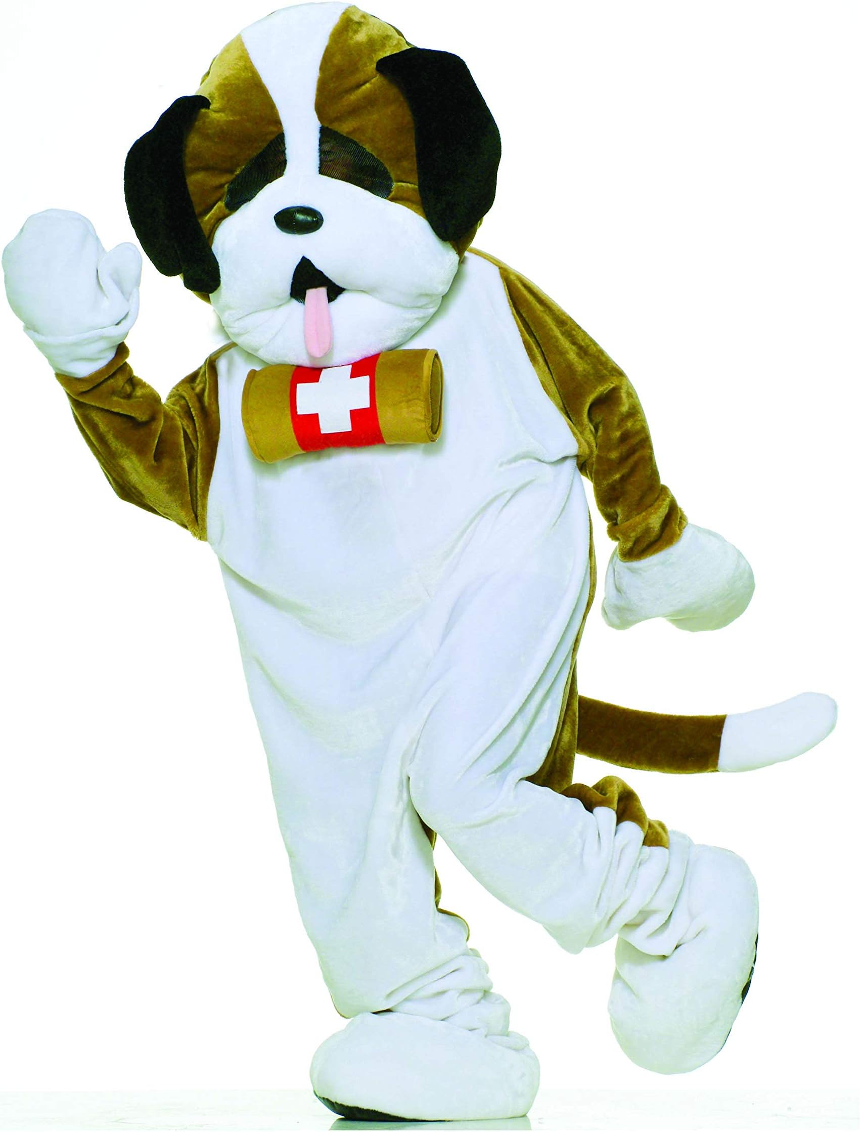 Rescue Dog Costume Mascot Deluxe St Saint Bernard Puppy Adult Standard Plush Furry