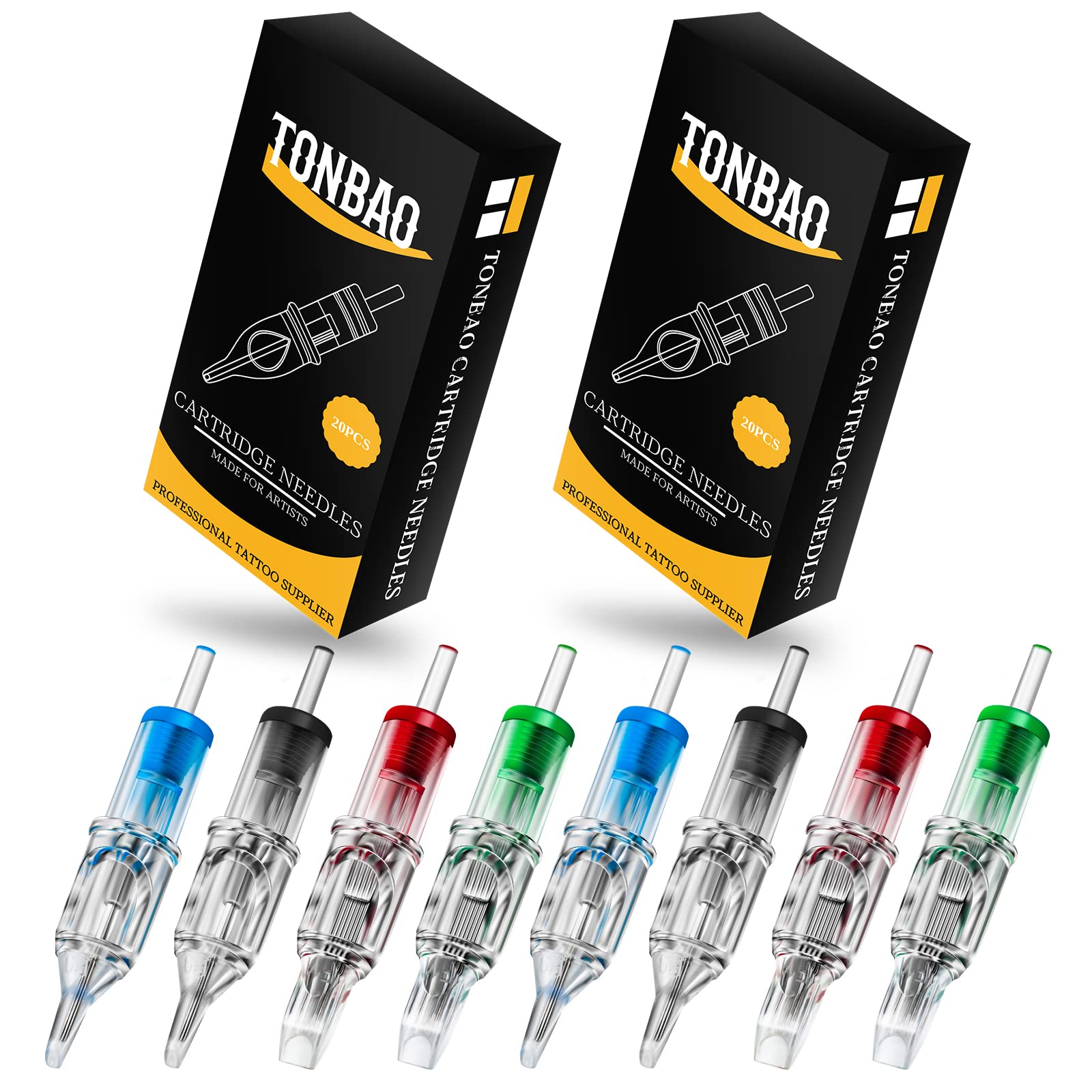 Cartridge RL RS M1 RM - TONBAO 40PCS Mixed 3RL 3RS 5M1 5RM Round Liner Shade Magnum 0.35mm Diameter for Artists, 1.0 count