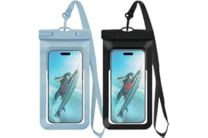 MOLOPPO Waterproof Phone Pouch/Case Dry Bags for iPhone 16 Pro Max/iPhone 15 Pro/14/13 Samsung LG, IPX8 Cellphone Dry Bag Beach Cruise Ship Essentials, 2 Pack-Black & Blue