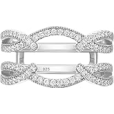 Blongme Vintage Ring Enhancer for Engagement Rings Fancy Infinity Stackable Wedding Band Ring Guard 925 Sterling Silver Round Cubic Zirconia Cz Size 5-10