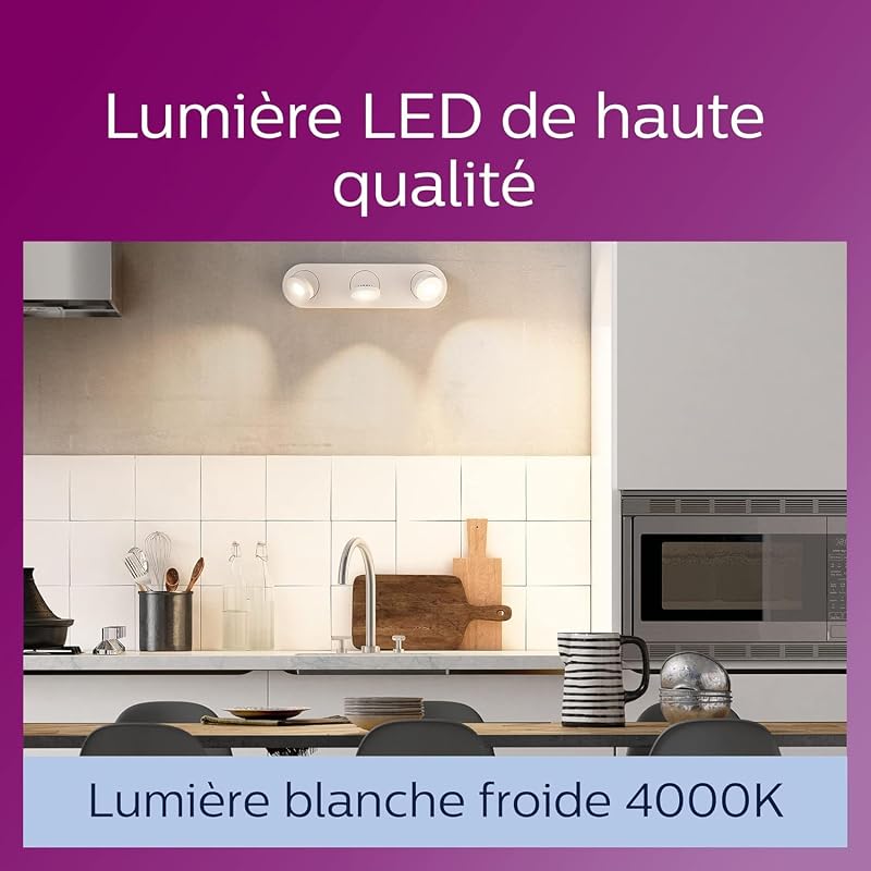 LED classic, ampoule LED équivalent 50 W, GU10, lot de 6, blanc neutre (4000 Kelvin) 390 lumens, réflecteur
