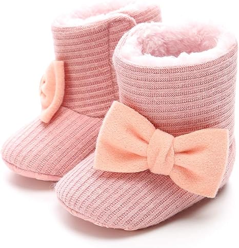 iKulilky Zapatos para niños recién nacidos, botines de lana,Zapatos para niñas antideslizantes para bebés Invierno cálido Botines de bebé Zapatos de cuna Zapatos de bebé de fondo suave (Rosado) - #3: Amazon.es: