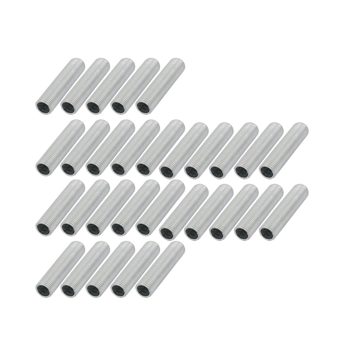 Sourcingmap Lamp Pipe Nipple, M10 Thread 40mm Length Hollow Lamps Repair Part Hardware for Lamp Lights, Zinc Plated Silver Tone, Pack of 30