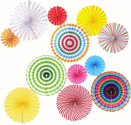 Amazon Com Mexican Fiesta Hanging Paper Fans Colorful Round